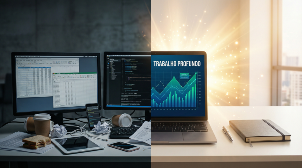 trabalho focado: transição caos e foco